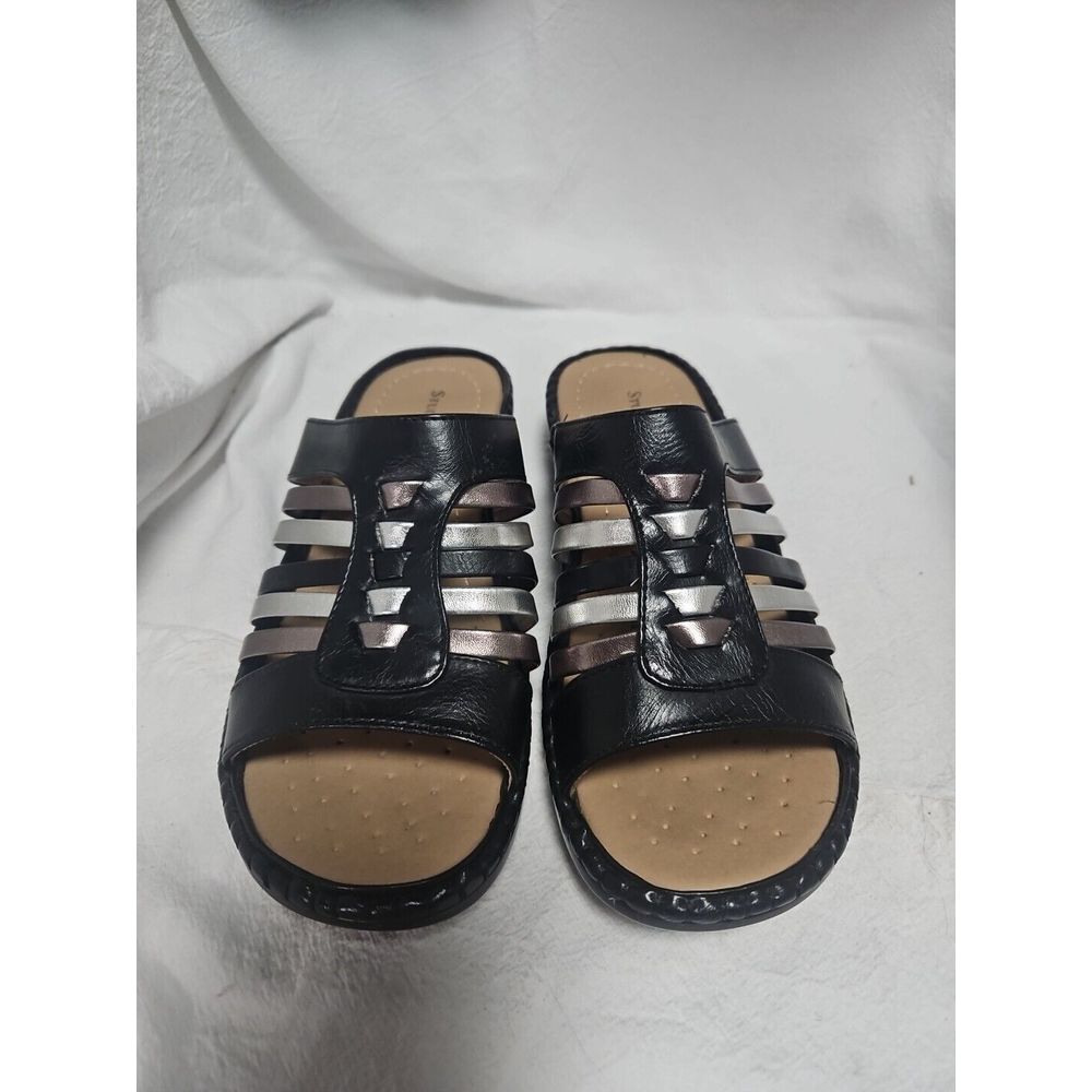 Studio Works Black Metallic Strappy Sandals shoes Womens Size‎ 6.5